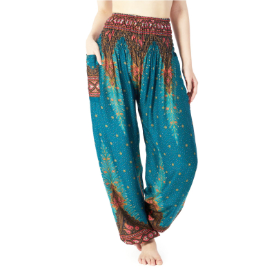 Yoga-Harembroek Medium Pauw turquoise